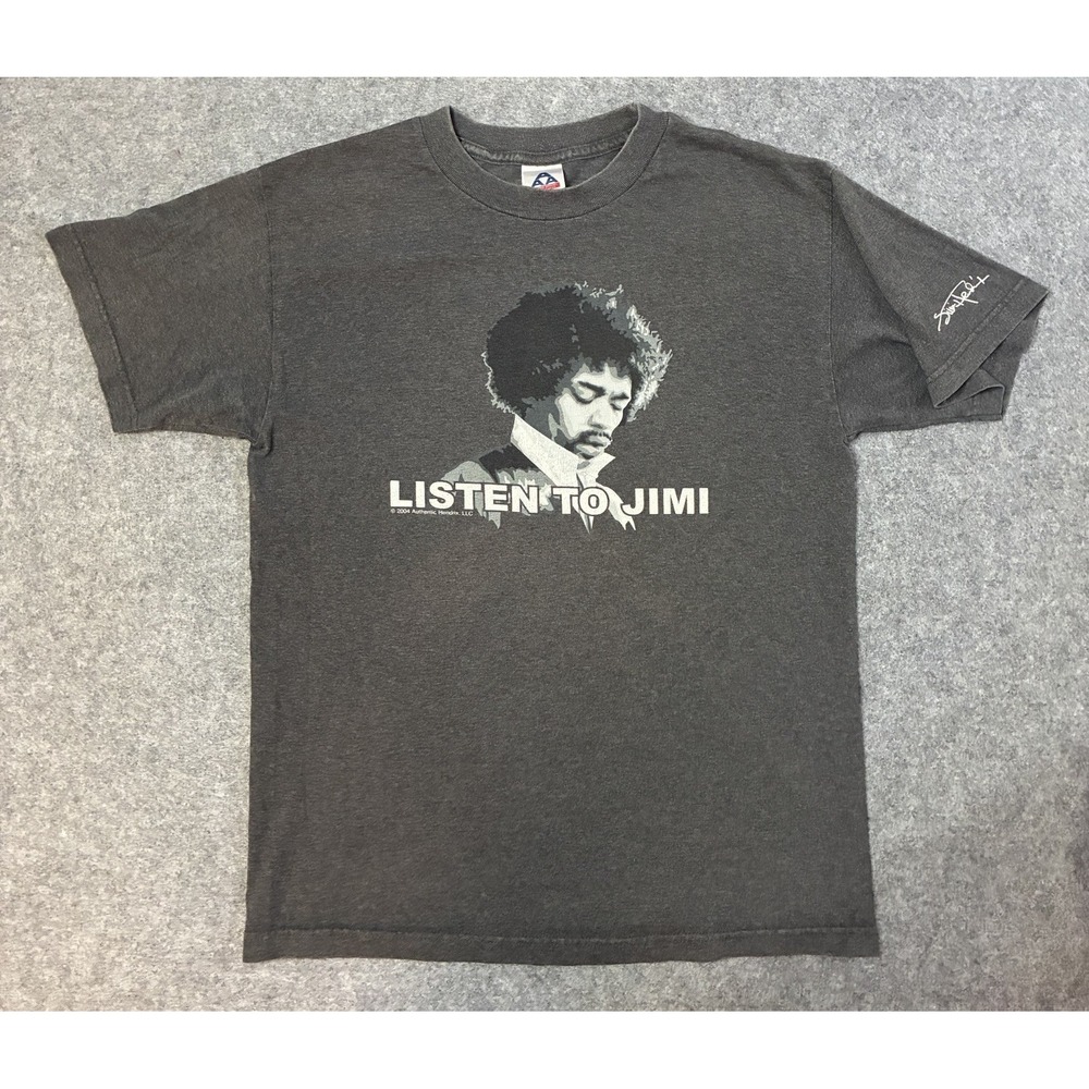 Vintage Y2K Jimi Hendrix Experience Listen To Jimi Shirt Mens Medium⁠ Gray Rock